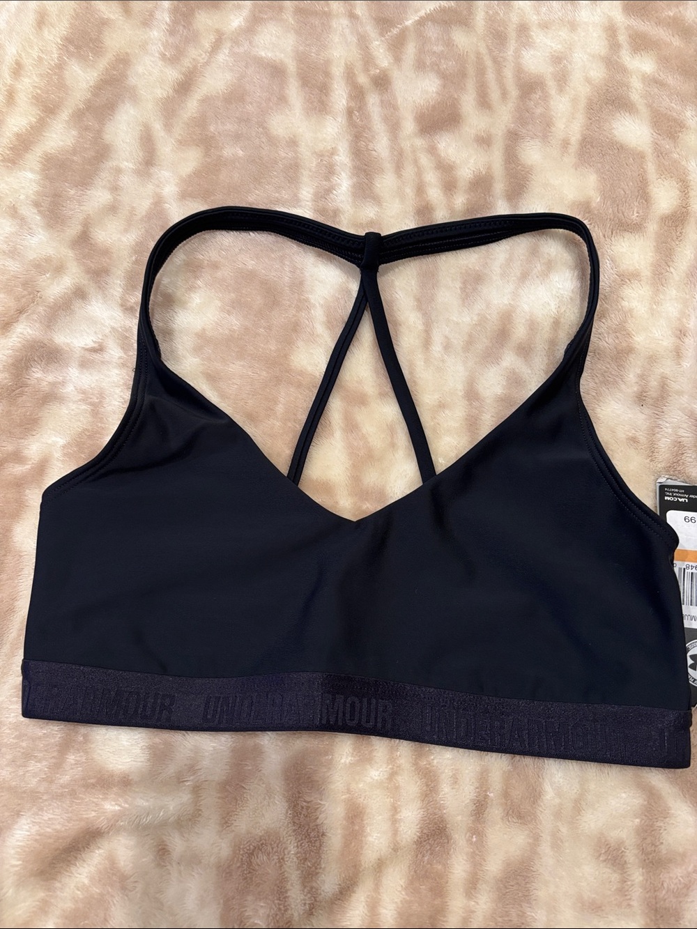 Under Armour Black Strappy V-Neck Sports Bra with Elastic Band
